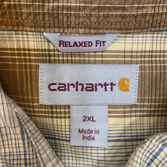 Men's Carharrt Relax Fit Shirt Short Sleeve Button Up Shirt Size 2XL - Picture 3 of 9